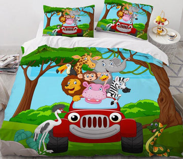 3D Cartoons Animal Car 55147 Bed Pillowcases Quilt