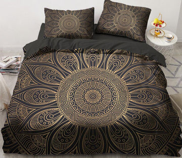3D Gold Circle Pattern 5583 Bed Pillowcases Quilt