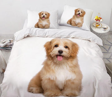 3D Yellow Long-Haired Puppy 7797 Bed Pillowcases Quilt