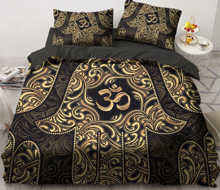 3D Gold Pattern Hand 5579 Bed Pillowcases Quilt