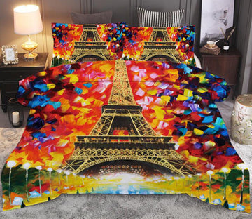 3D Eiffel Tower 66200 Bed Pillowcases Quilt