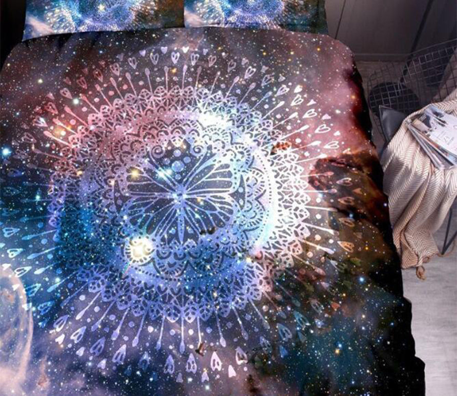 3D Starry Sky White Lines 9075 Bed Pillowcases Quilt