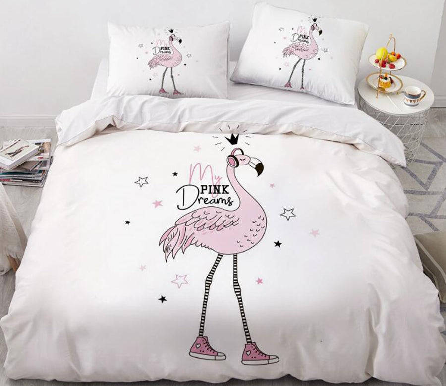 3D Flamingo 55140 Bed Pillowcases Quilt