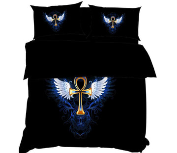 3D Wing Golden Cross 11173 Bed Pillowcases Quilt