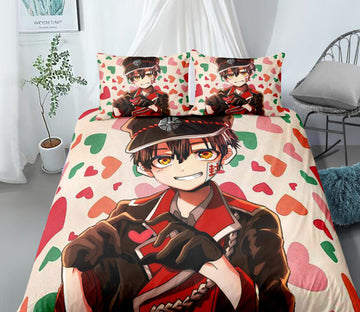3D Ground-Bound Boy Hanako Love 99150 Bed Pillowcases Quilt