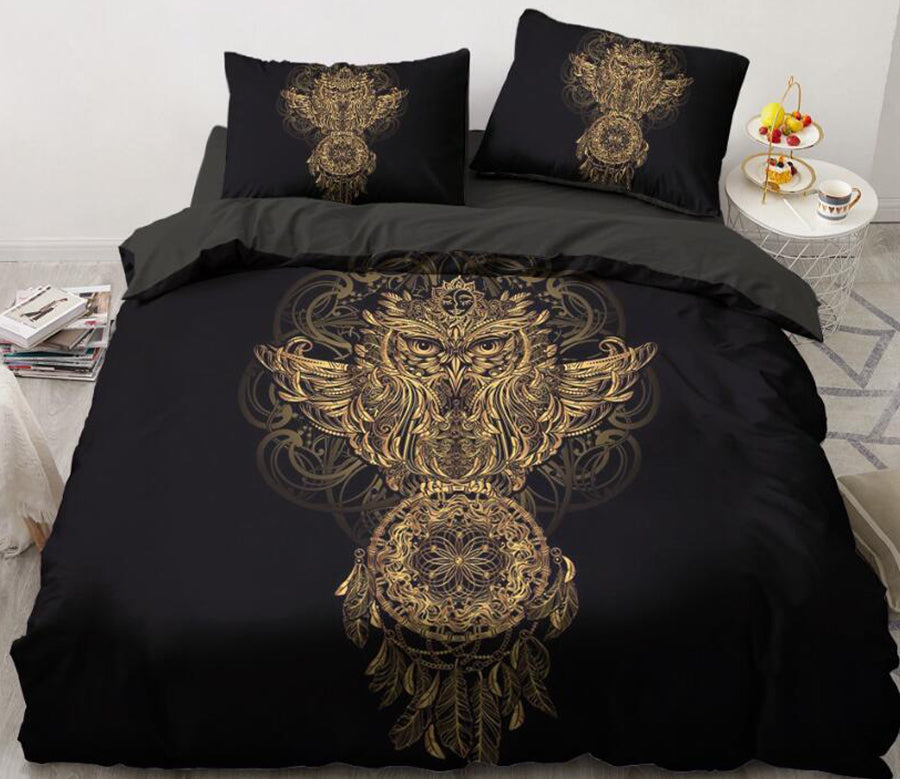 3D Gold Owl Dreamcatcher 5572 Bed Pillowcases Quilt