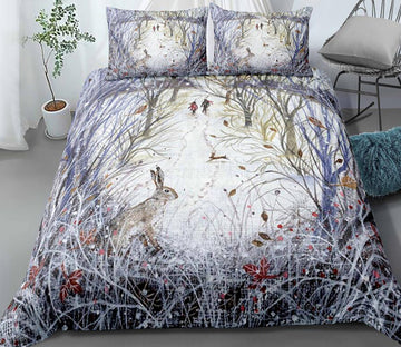 3D Rabbit Forest 0042 Bed Pillowcases Quilt