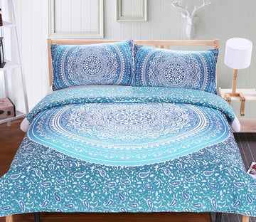 3D Sky Blue 9023 Bed Pillowcases Quilt