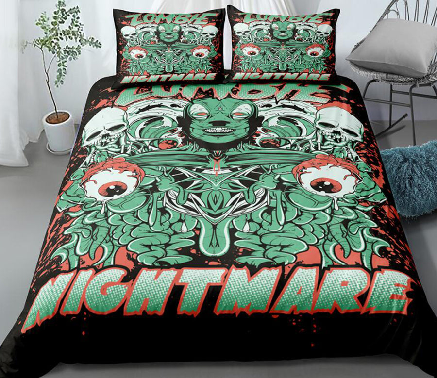 3D Green Monster 0137 Bed Pillowcases Quilt