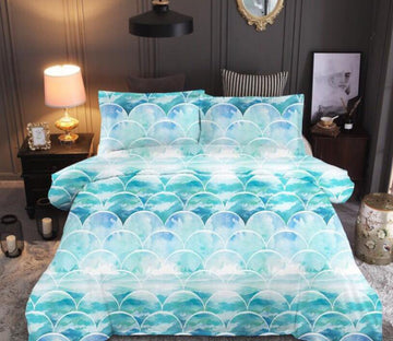 3D Light Green Cloud Fish Scales 99109 Bed Pillowcases Quilt