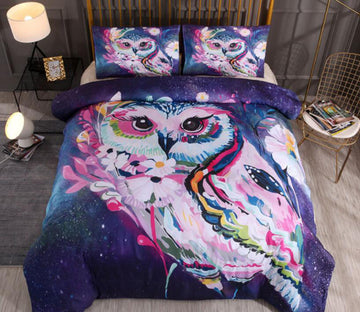 3D Flower Owl 77187 Bed Pillowcases Quilt