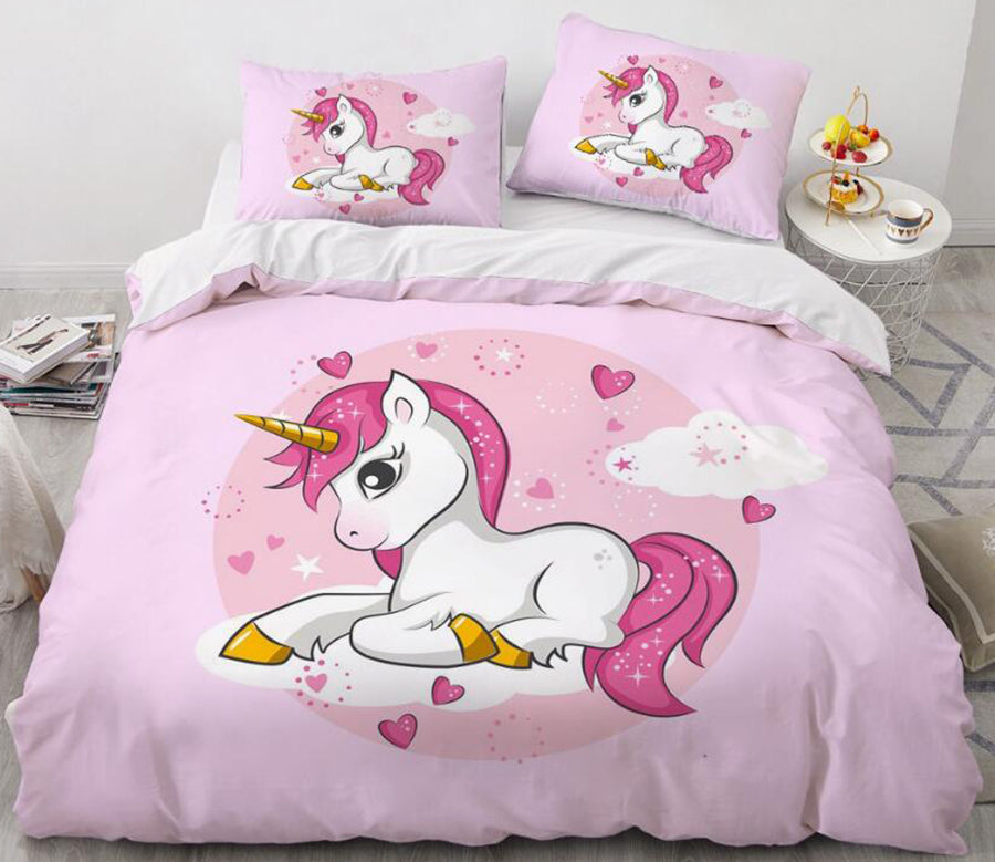 3D Little Unicorn 158 Bed Pillowcases Quilt