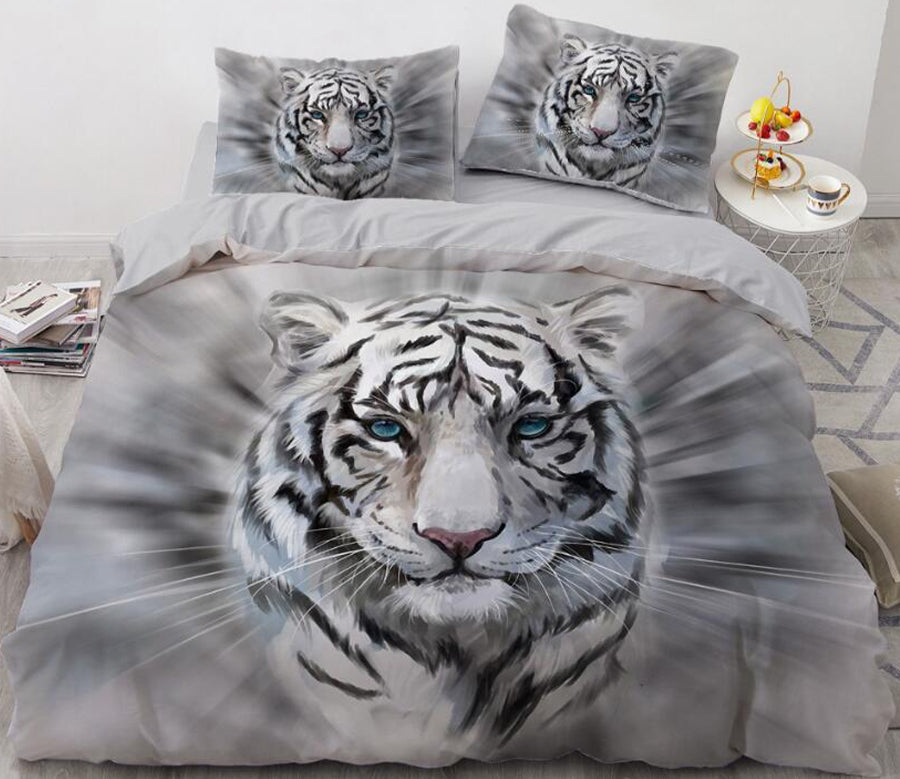 3D Gray Tiger 9953 Bed Pillowcases Quilt