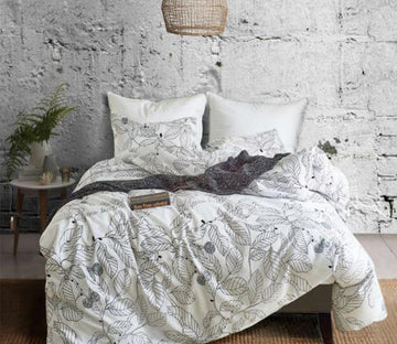 3D Gray Leaf Lines 11104 Bed Pillowcases Quilt