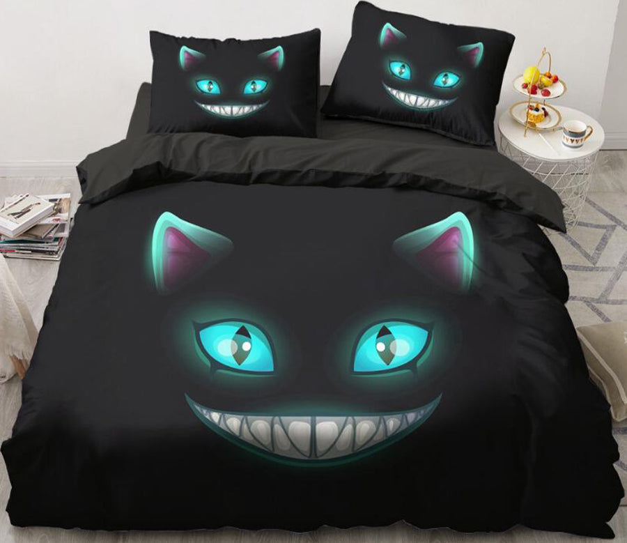 3D Cartoons Smiling Cat 55179 Bed Pillowcases Quilt