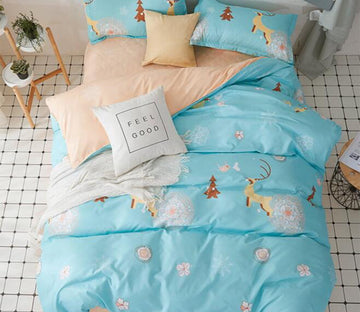3D Light Blue Deer 8177 Bed Pillowcases Quilt