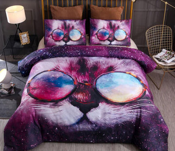 3D Sunglasses Cat 5521 Bed Pillowcases Quilt