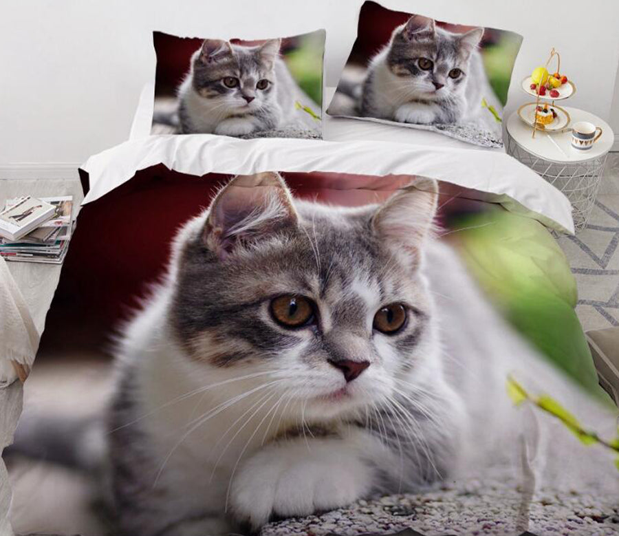 3D Cat Lovely 77130 Bed Pillowcases Quilt
