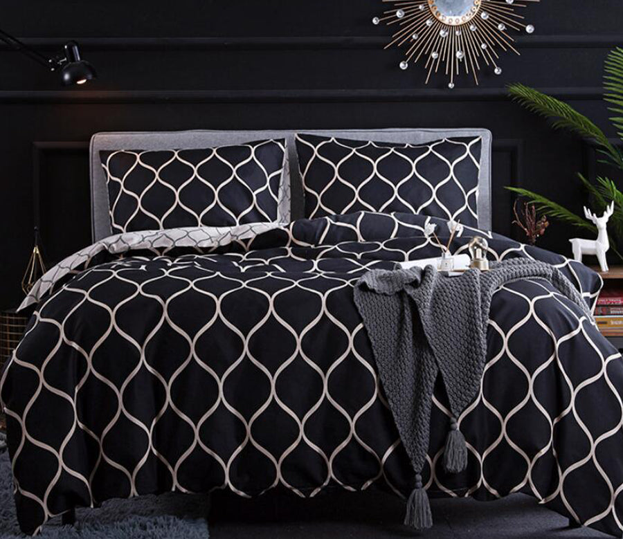 3D Black Round Diamond 1188 Bed Pillowcases Quilt