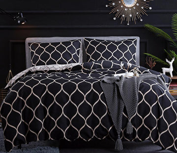 3D Black Round Diamond 1188 Bed Pillowcases Quilt