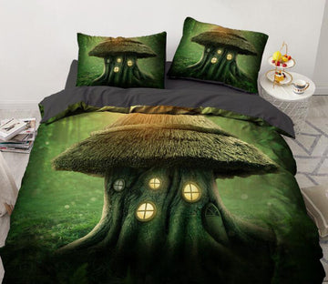 3D Green Tree House 9200 Bed Pillowcases Quilt