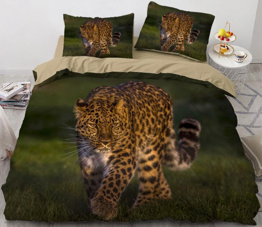 3D Grass Leopard 056 Bed Pillowcases Quilt