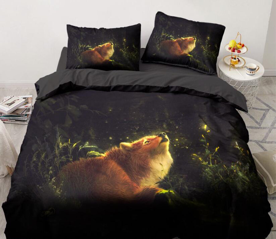 3D Fox Lying Down 8015 Bed Pillowcases Quilt