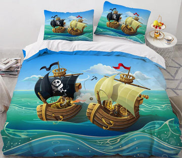 3D Cartoon Boat 55145 Bed Pillowcases Quilt