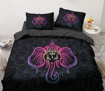 3D Fuchsia Line Elephant 9084 Bed Pillowcases Quilt