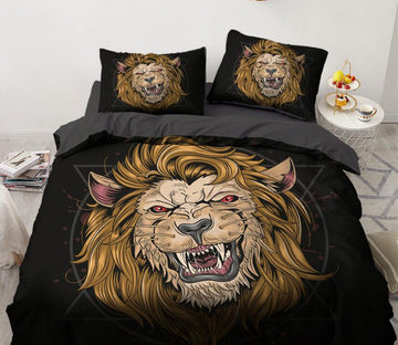 3D Lion 9126 Bed Pillowcases Quilt