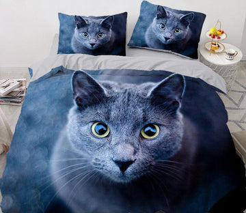 3D Grey Cute Cat 77126 Bed Pillowcases Quilt