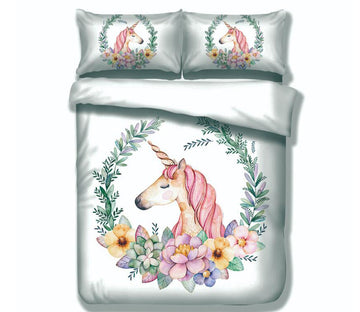 3D Unicorn Wreath 66116 Bed Pillowcases Quilt