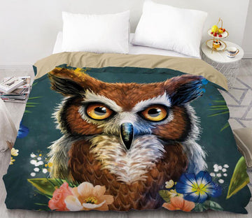 3D Owl Flower 99190 Bed Pillowcases Quilt