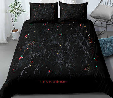 3D Black Star Point 0070 Bed Pillowcases Quilt