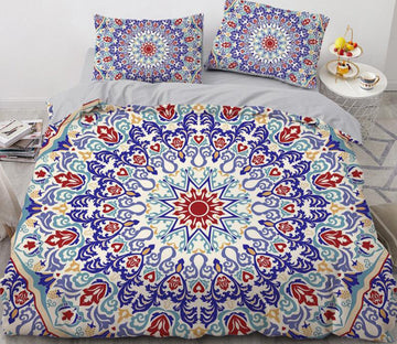 3D Blue Red Totem 77155 Bed Pillowcases Quilt