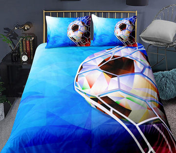3D Blue Football Network 0124 Bed Pillowcases Quilt