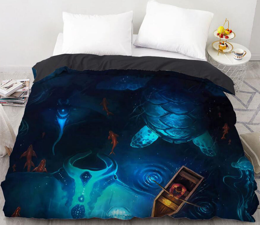 3D River Ferry Fish Turtle 8857 Bed Pillowcases Quilt
