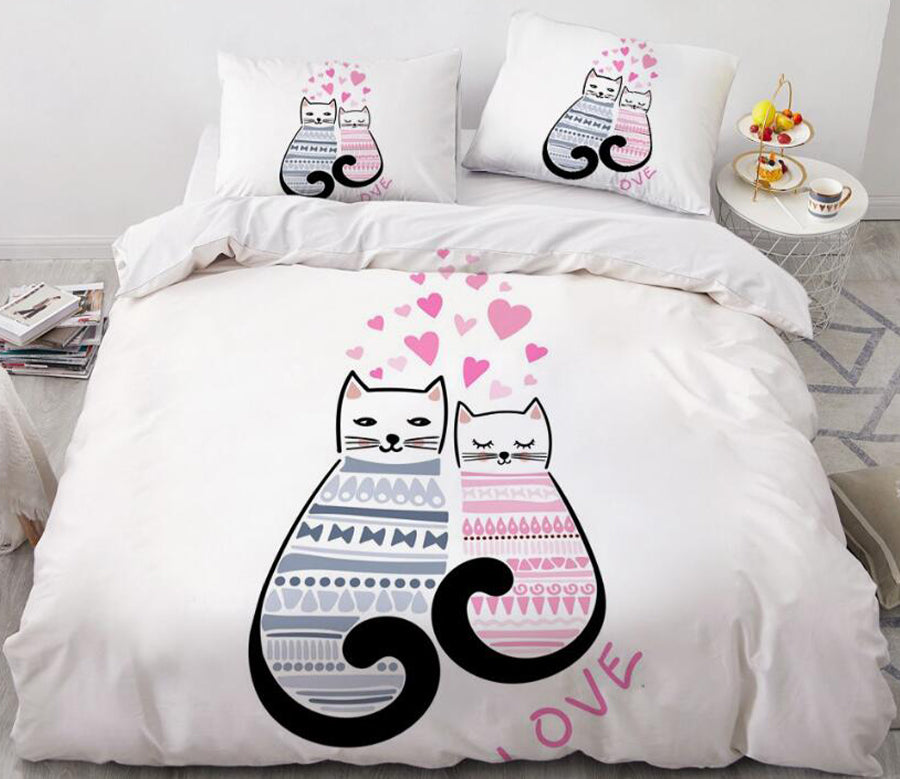 3D Cartoons Two Cats 55163 Bed Pillowcases Quilt