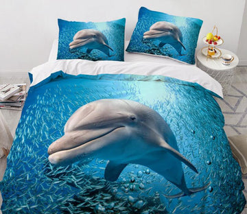 3D Seabed Big Dolphin 77150 Bed Pillowcases Quilt