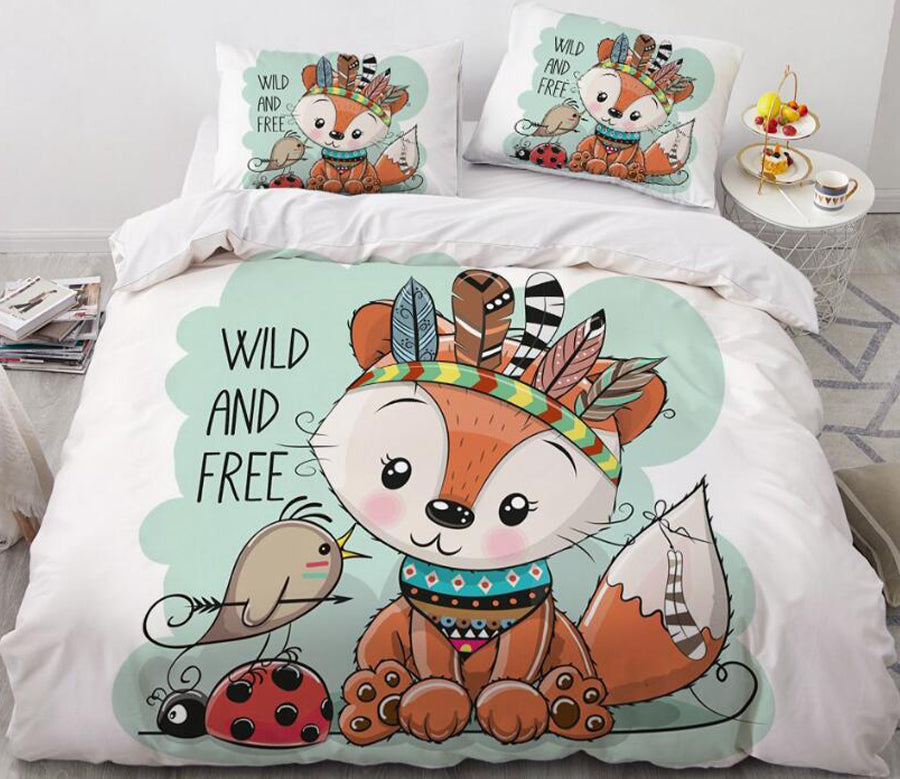 3D Cartoons Fox 55161 Bed Pillowcases Quilt