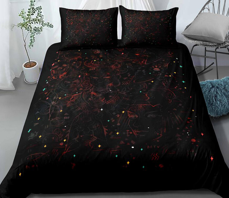 3D Black Star Point Female 0062 Bed Pillowcases Quilt