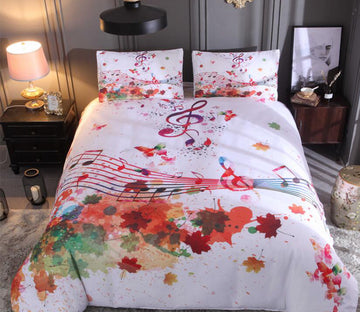 3D Watercolor Musical Note 9962 Bed Pillowcases Quilt