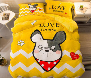 3D Yellow Dog 66150 Bed Pillowcases Quilt