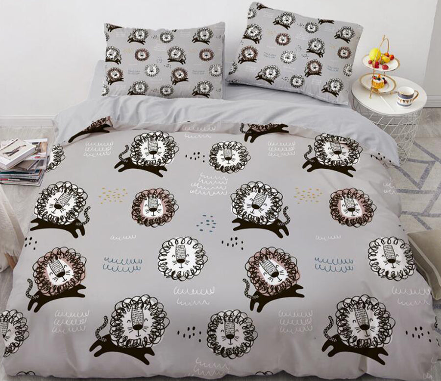 3D Black Grey Lion 55198 Bed Pillowcases Quilt