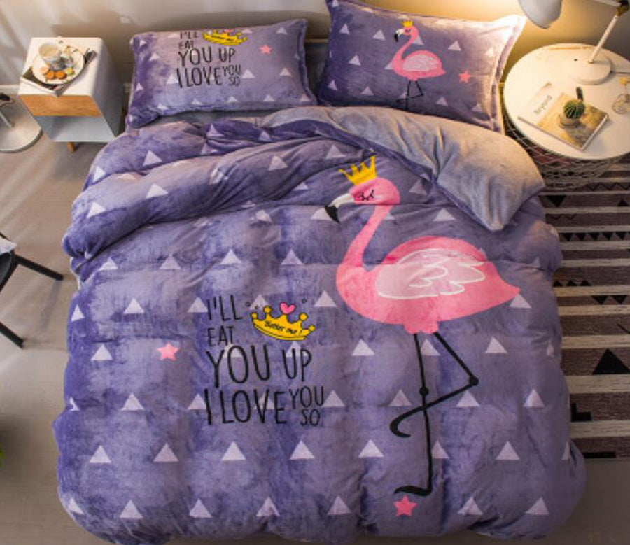 3D Purple Bottom Flamingo 66125 Bed Pillowcases Quilt
