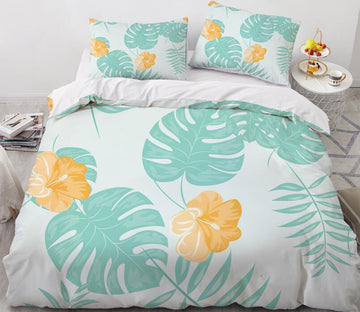 3D Big Leaves 88195 Bed Pillowcases Quilt