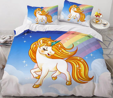 3D Blue Sky And White Clouds Unicorn 168 Bed Pillowcases Quilt