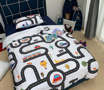 3D Car Track 6633 Bed Pillowcases Quilt