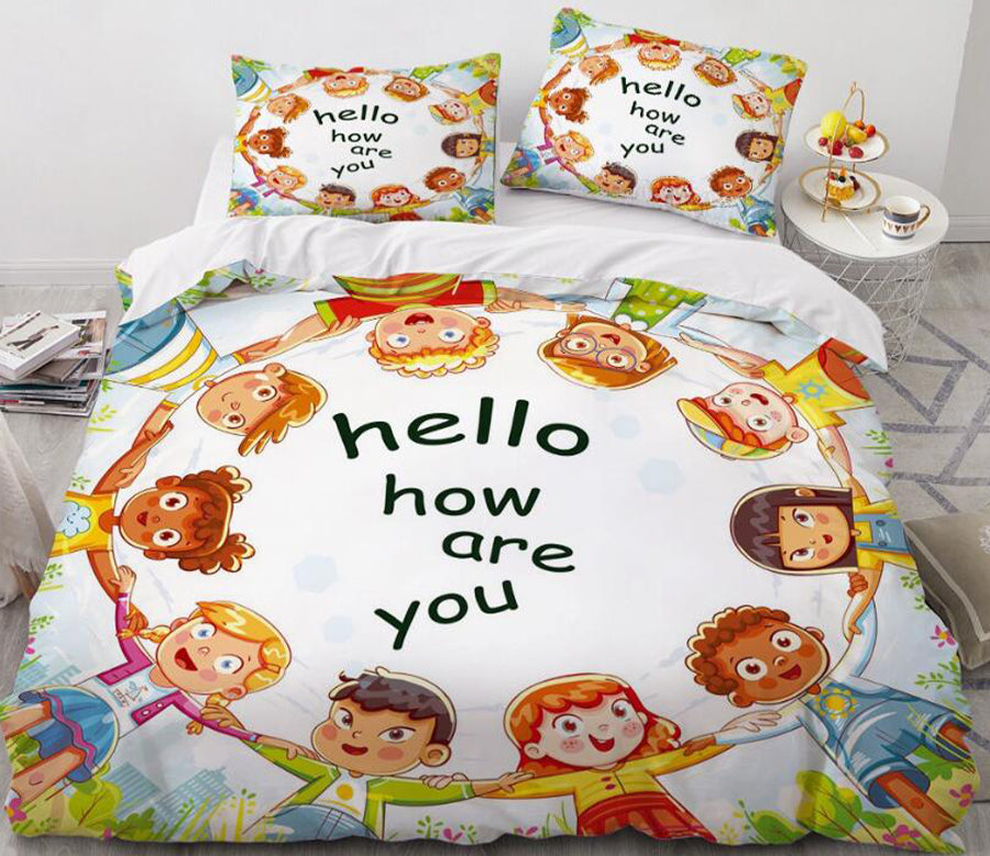 3D Cartoons Kids In Circle 55154 Bed Pillowcases Quilt