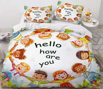 3D Cartoons Kids In Circle 55154 Bed Pillowcases Quilt